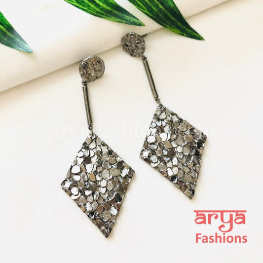 Ivanka Triangle Golden Chipped Earrings/Fusion Indo Western Earrings