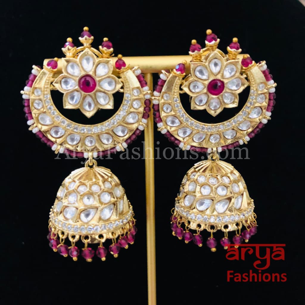Jadau Pacchi Kundan Rajwadi Jhumka Earrings