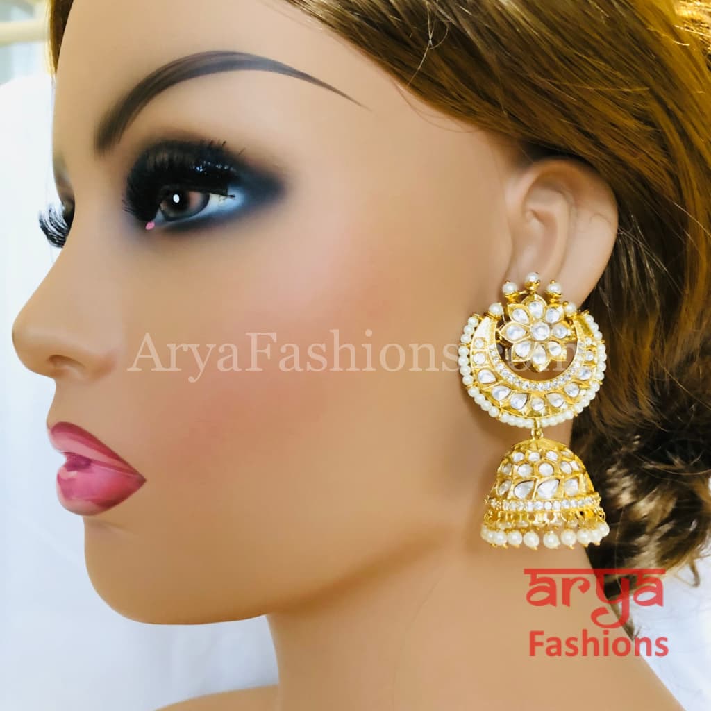 Jadau Pacchi Kundan Rajwadi Jhumka Earrings