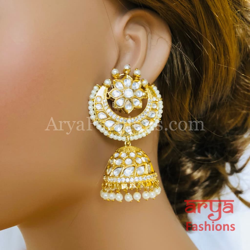 Jadau Pacchi Kundan Rajwadi Jhumka Earrings