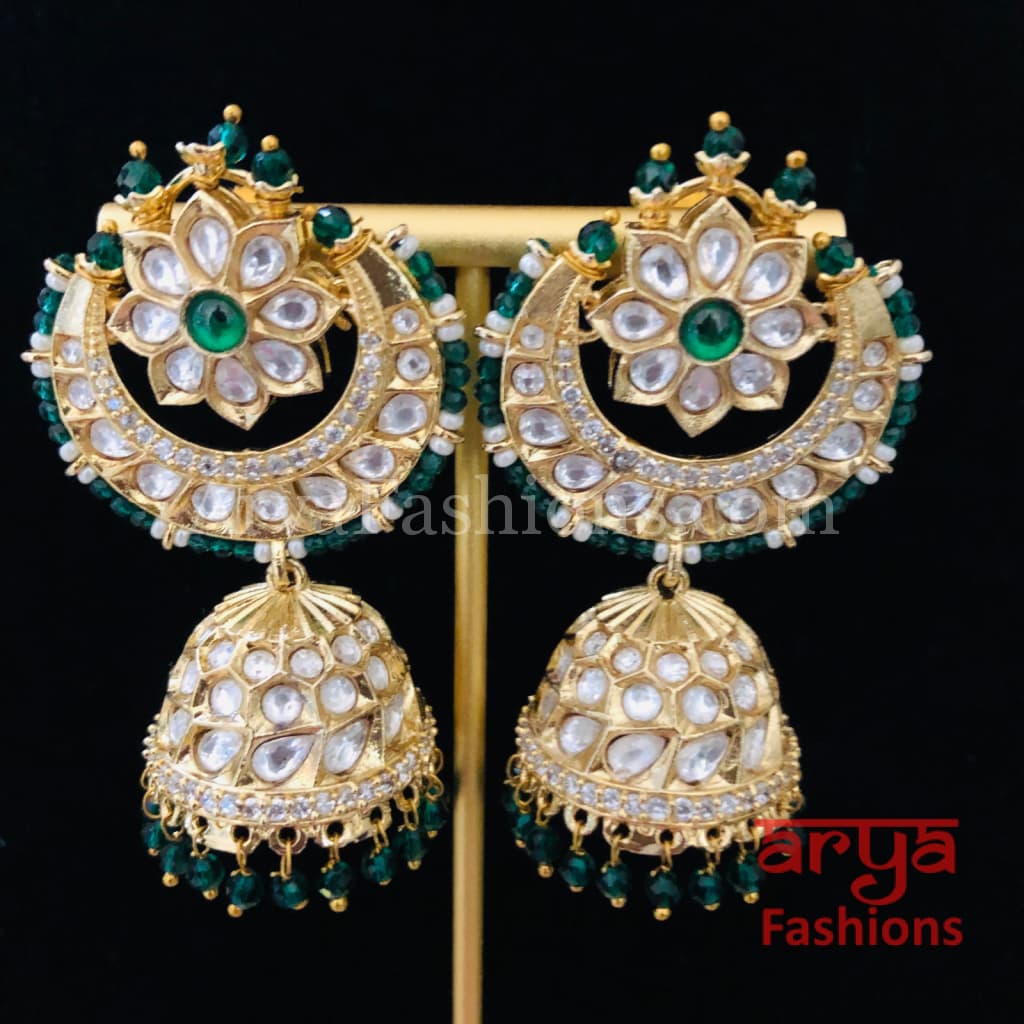 Jadau Pacchi Kundan Rajwadi Jhumka Earrings