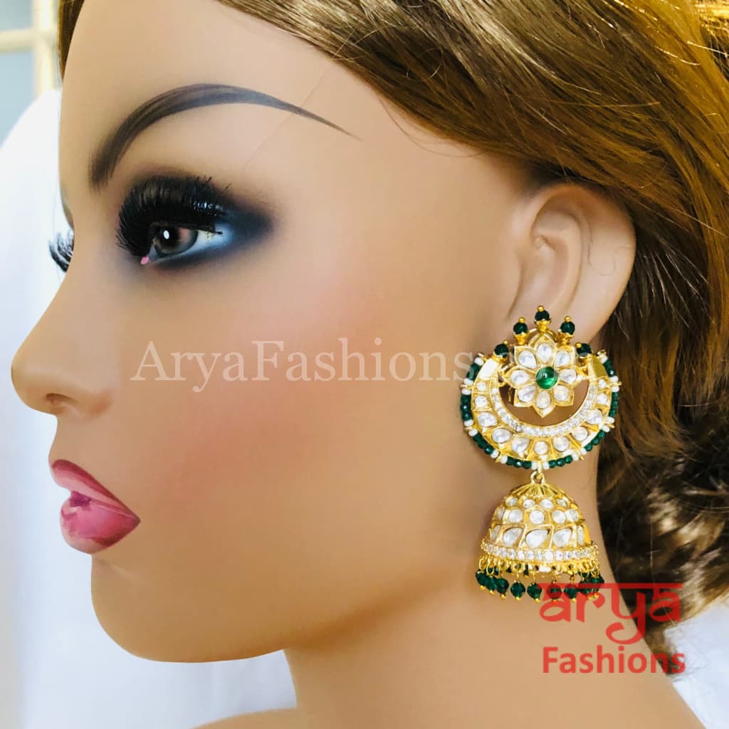 Jadau Pacchi Kundan Rajwadi Jhumka Earrings