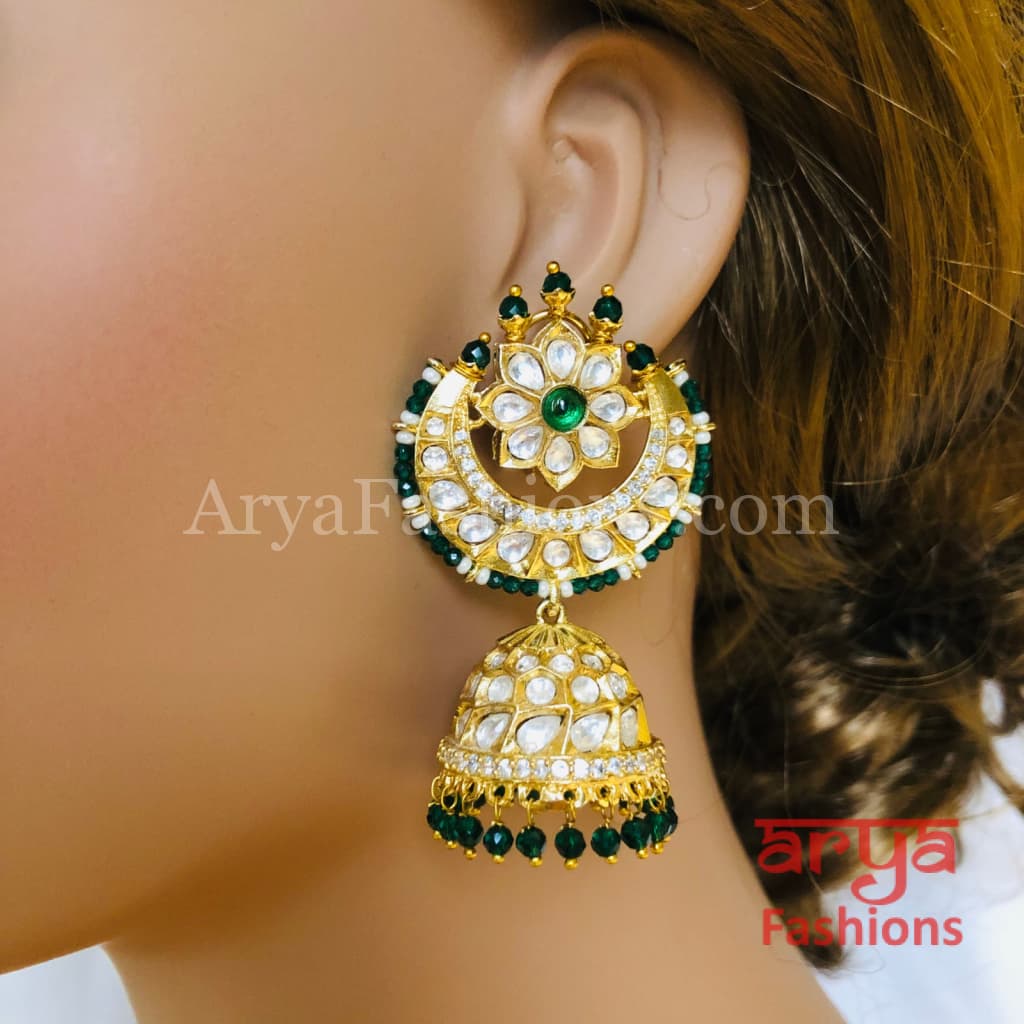 Jadau Pacchi Kundan Rajwadi Jhumka Earrings
