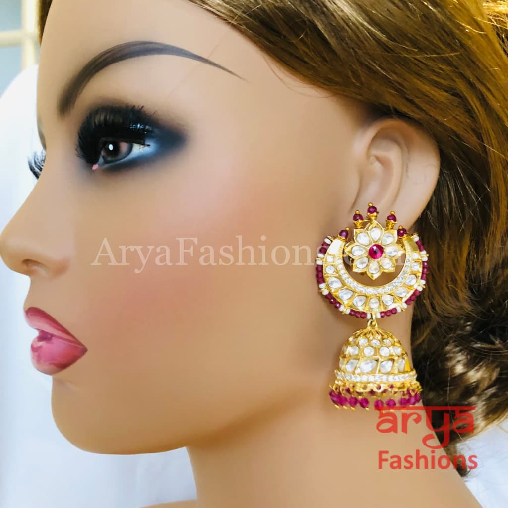Jadau Pacchi Kundan Rajwadi Jhumka Earrings