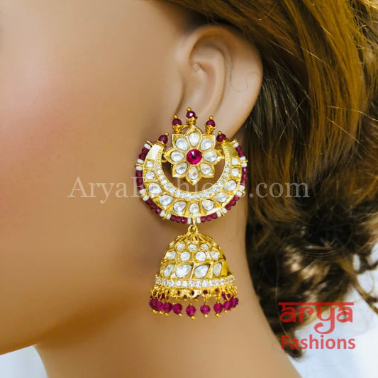 Jadau Pacchi Kundan Rajwadi Jhumka Earrings