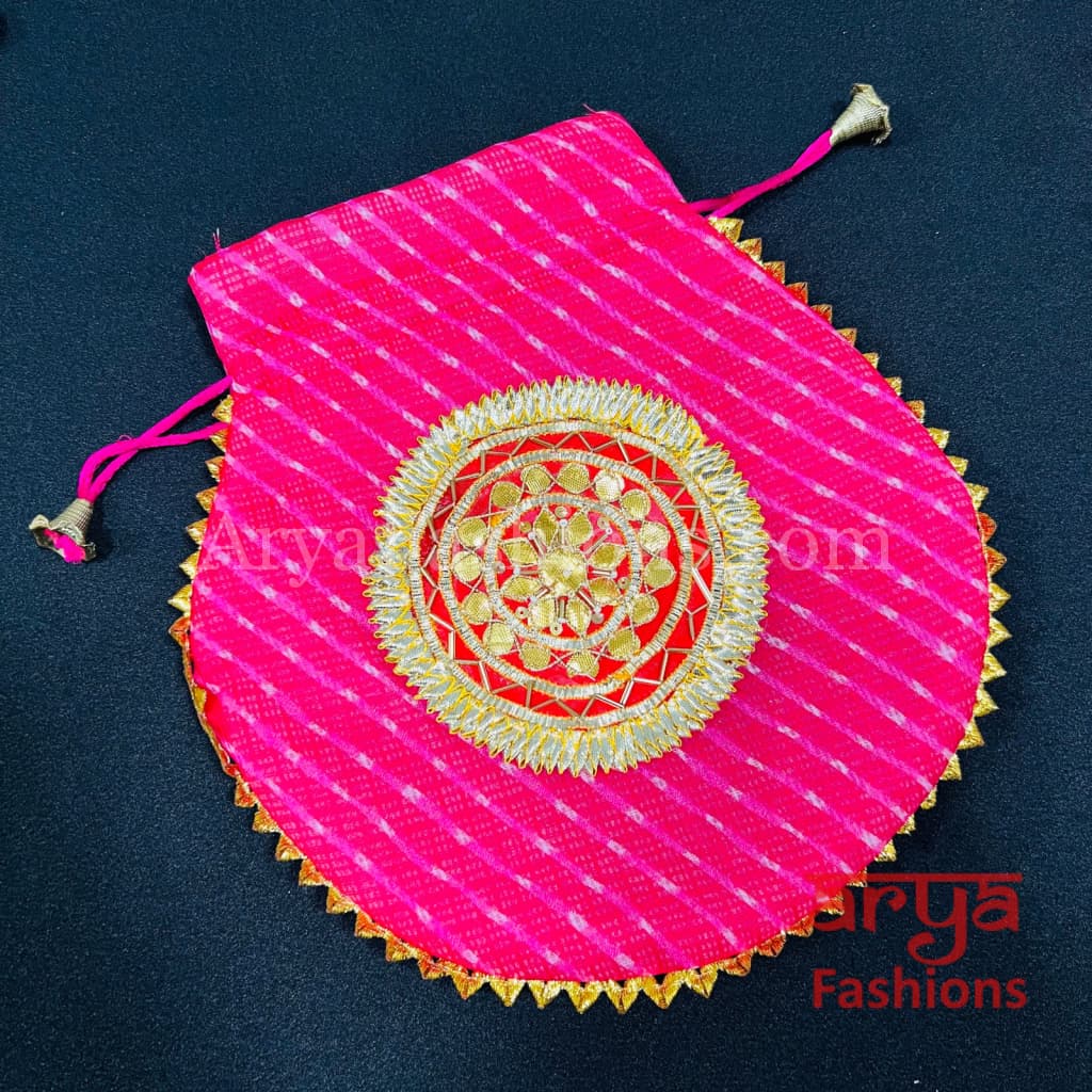 Jaipuri Leheriya Potli Bag/ Designer Embroidered
