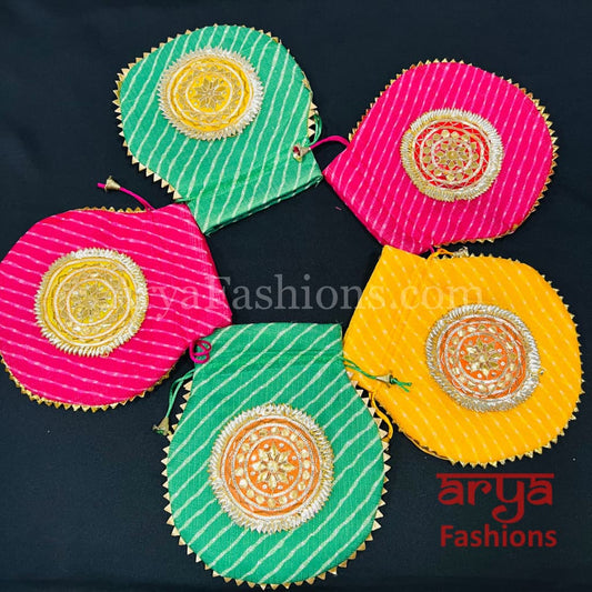 Jaipuri Leheriya Potli Bag/ Designer Embroidered