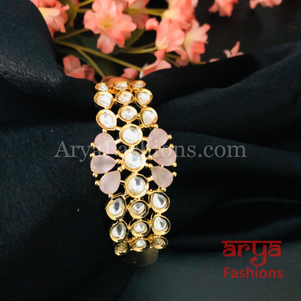 Jinisha Pink Jadau Kundan Bracelet / Rajwadi