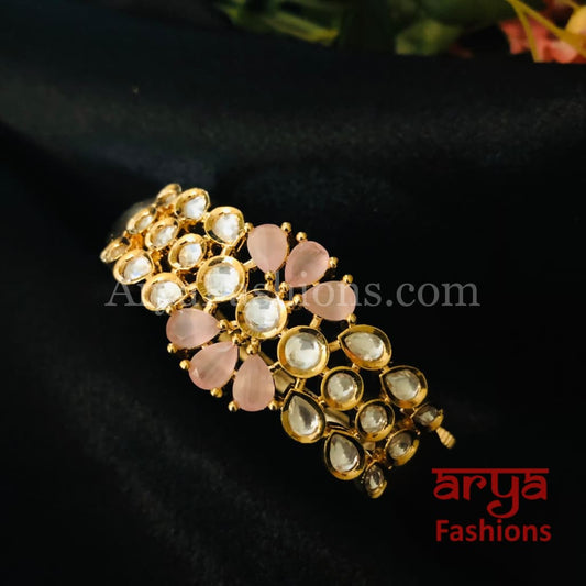 Jinisha Pink Jadau Kundan Bracelet / Rajwadi