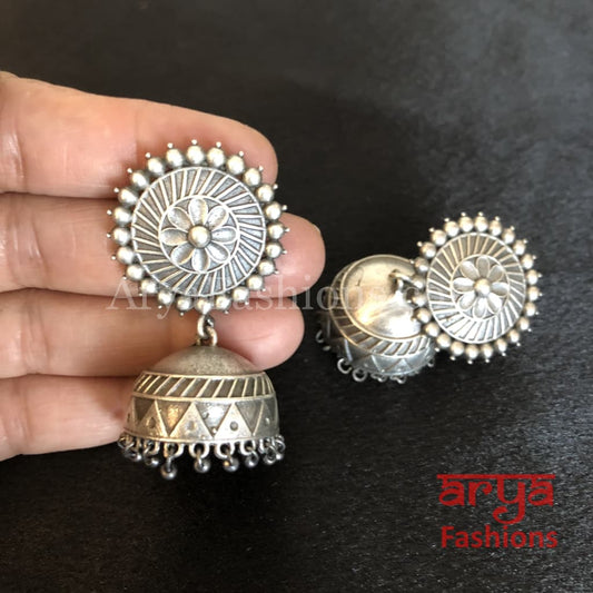 Jiya Tribal Jhumkas/German Silver Jhumka/Oxidized Jhumka Ethnic Earrings