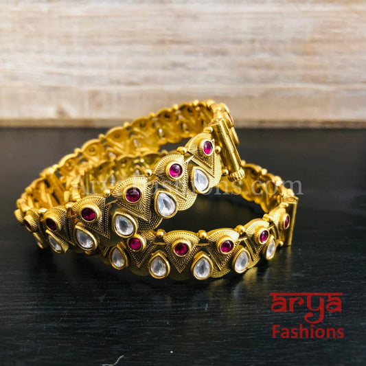 Kavira Ruby Kundan Jadau Kada/ Jaipuri Bangles