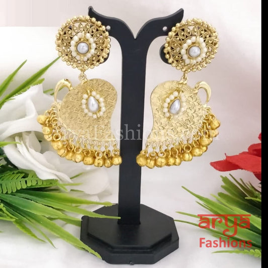 Kerry Matte Gold Designer Chandbali Earrings