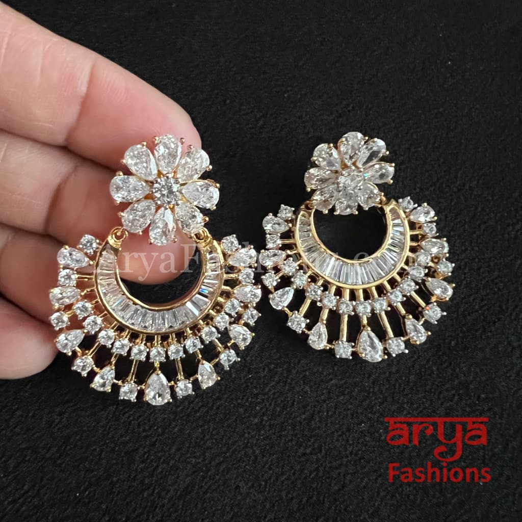 Kiara CZ Cocktail Chandbali Earrings