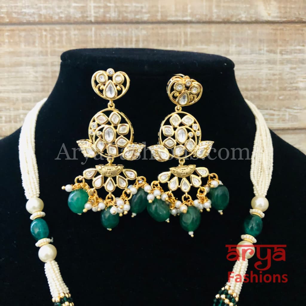 Kiara Long Pacchi Kundan Ruby Statement Necklace/ Rajwadi Necklace