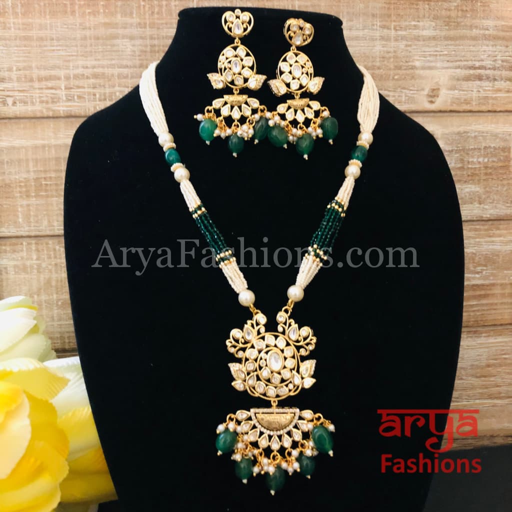 Kiara Long Pacchi Kundan Ruby Statement Necklace/ Rajwadi Necklace