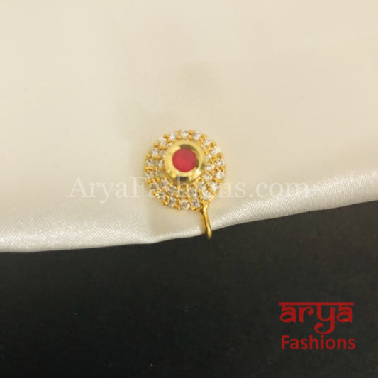 Kundan CZ non piercing nose ring Nosepin/Bridal nosering/Indian Wedding