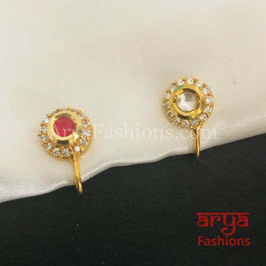 Kundan CZ non piercing nose ring Nosepin/Bridal Nosering/Indian Wedding