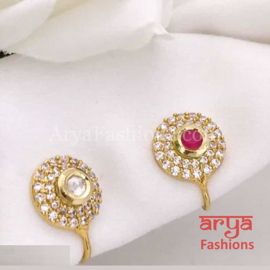 Kundan CZ non piercing nose ring Nosepin/Bridal nosering/Indian Wedding