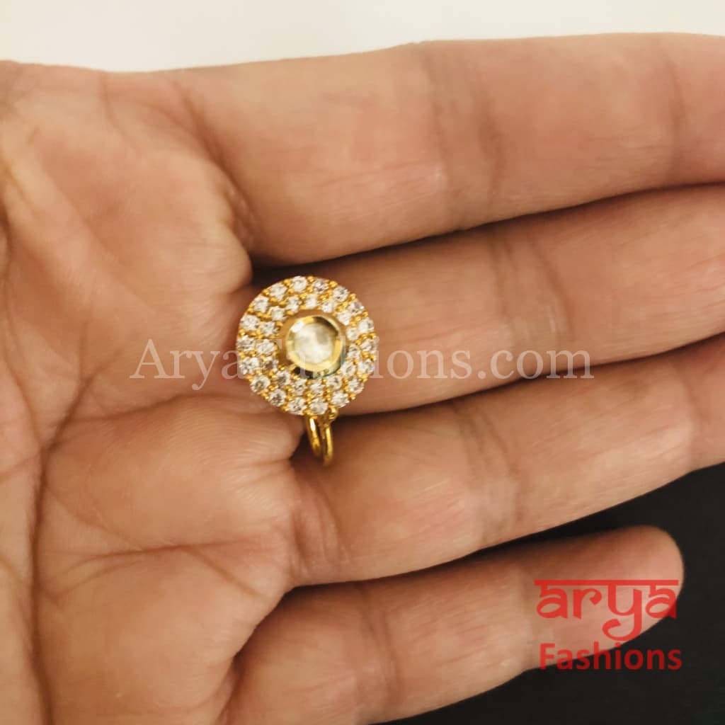 Kundan CZ non piercing nose ring Nosepin/Bridal nosering/Indian Wedding
