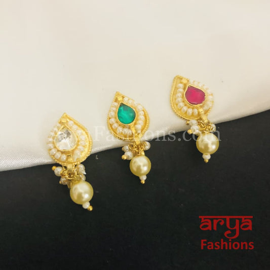 Kundan CZ non piercing nose ring/Kundan Bridal Nosepin