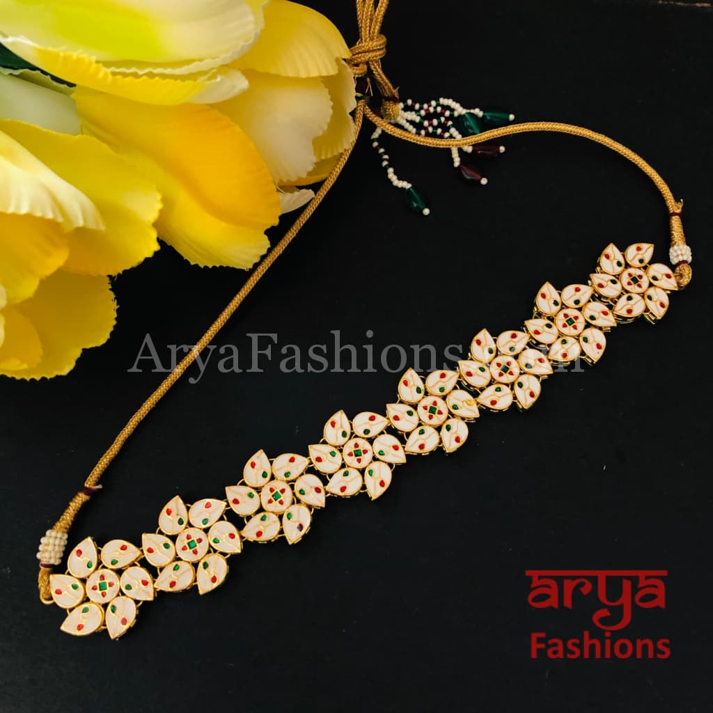 Kundan Flower Choker Necklace with Meenakari back