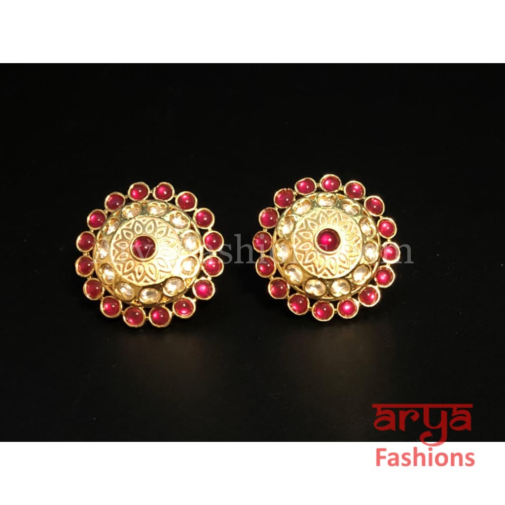 Kundan Meenakari Round Studs