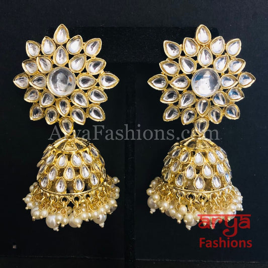 Kundan Pearl Jhumka/ Golden Jhumka