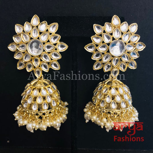 Kundan Pearl Jhumka/ Golden Jhumka