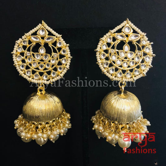 Kundan Pearl Jhumka/ Golden Jhumka