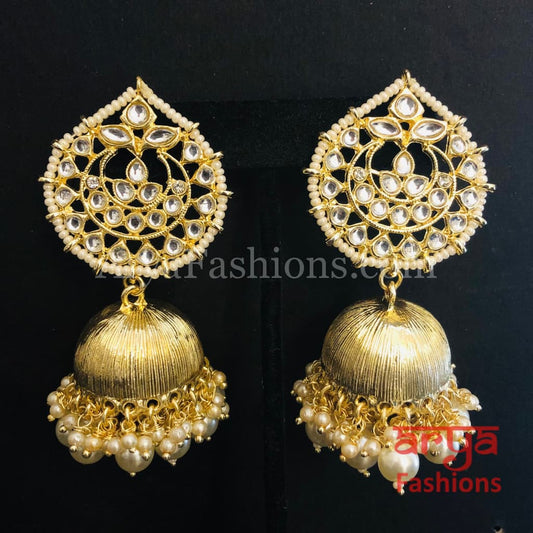 Kundan Pearl Jhumka/ Golden Jhumka