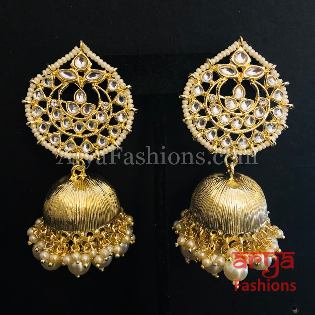Kundan Pearl Jhumka/ Golden Jhumka