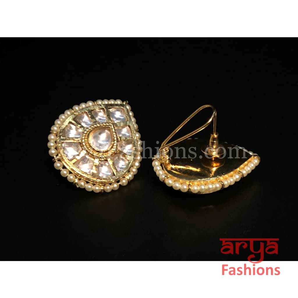 Kundan Pearl Studs