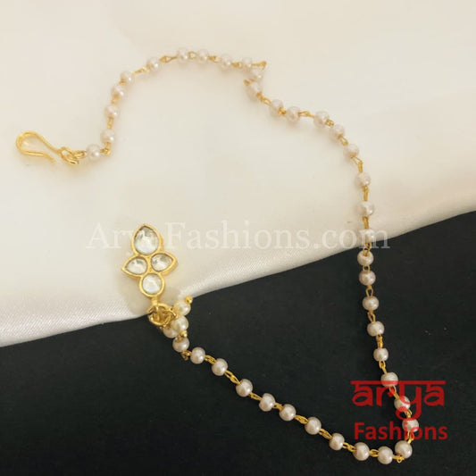 Kundan CZ non piercing nose ring/ Flower Pacchi Nose Clip/ Bridal Nosepin