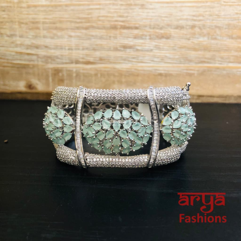 Lisha Mint Green Designer CZ Ethnic Bracelet
