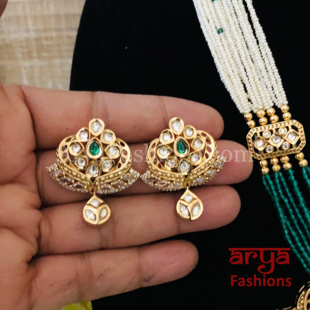 Long Pacchi Kundan Statement Necklace/ Rajwadi Meenakari Necklace