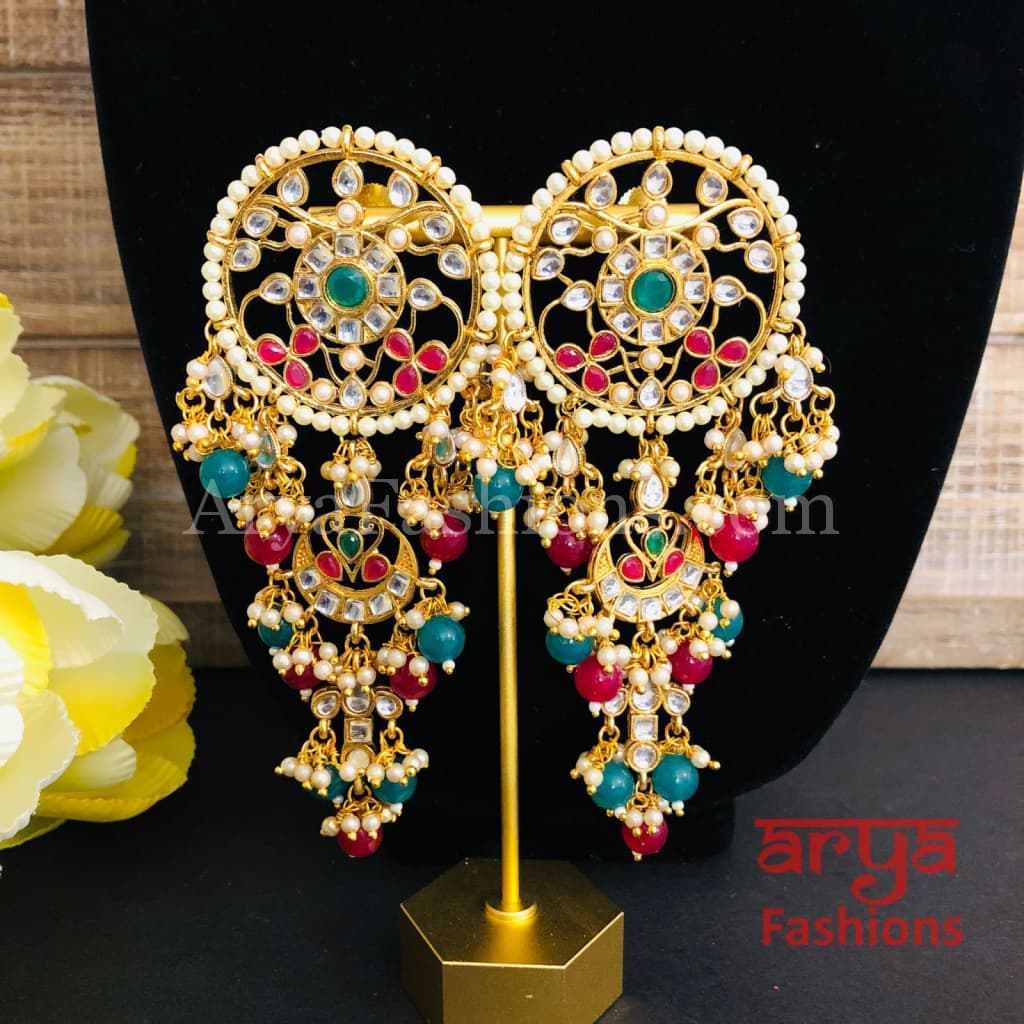 Mahi Jadau Long Kundan Earrings