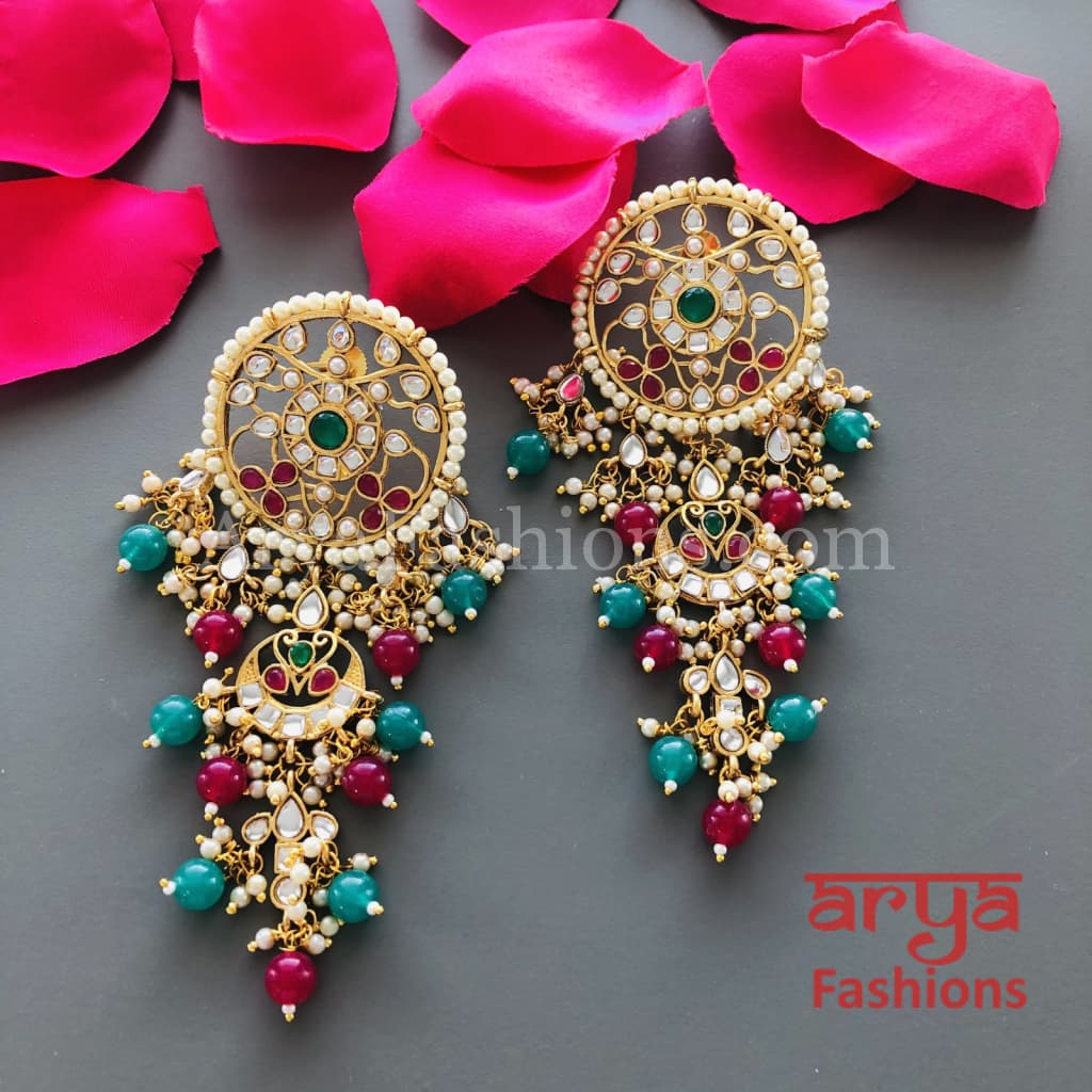 Mahi Jadau Long Kundan Earrings