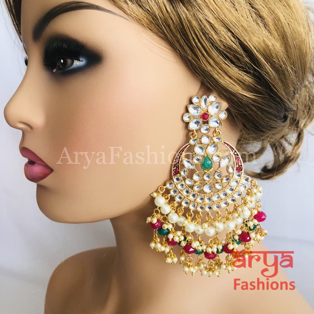 Mahi Kundan Meenakari Long Chandbalis