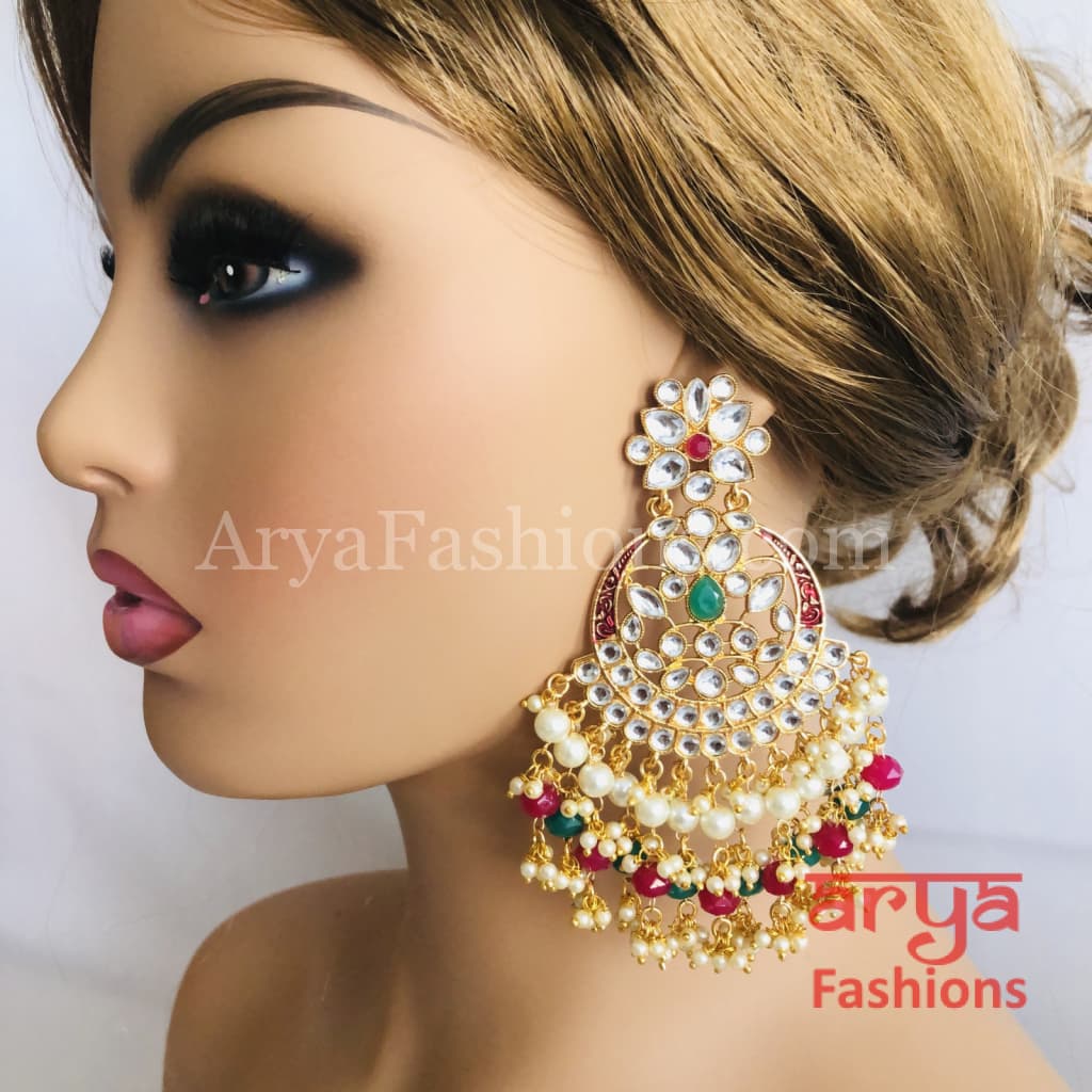 Mahi Kundan Meenakari Long Chandbalis