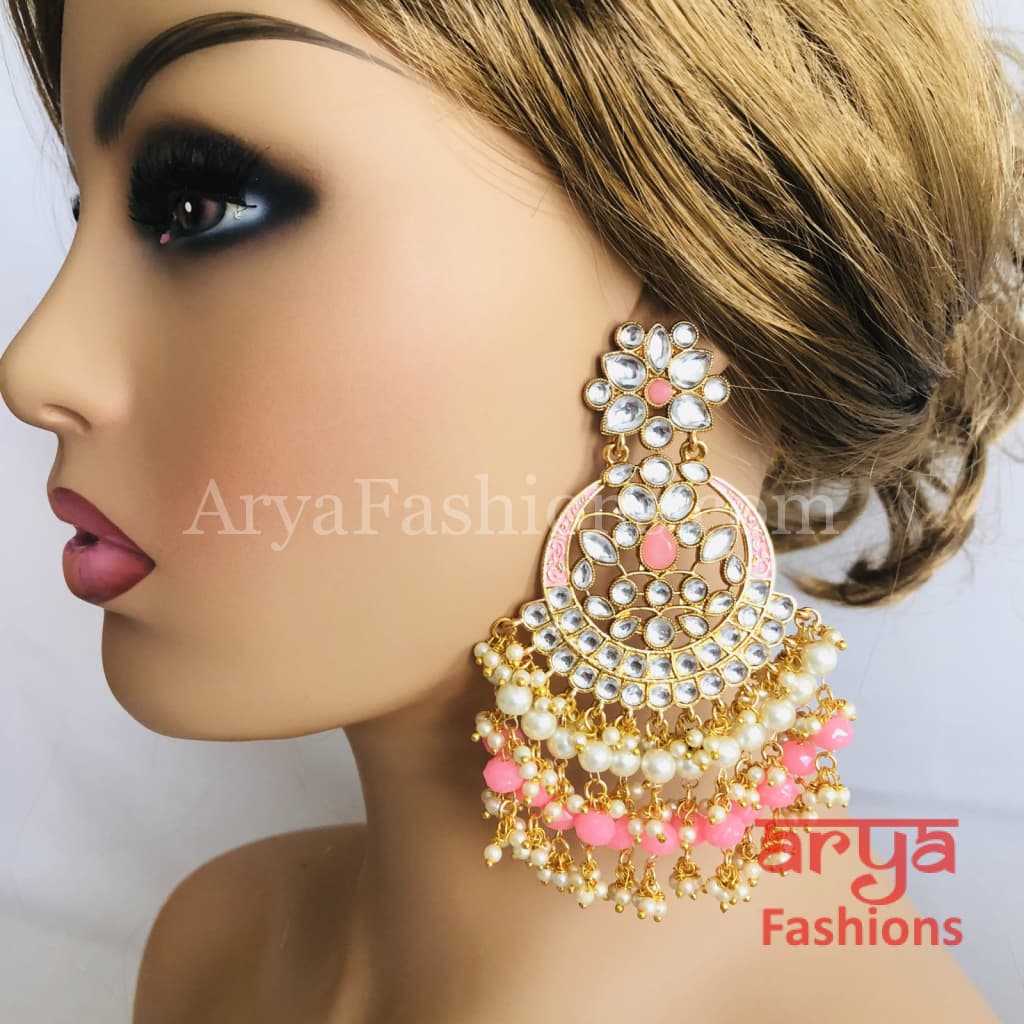 Mahi Kundan Meenakari Long Chandbalis