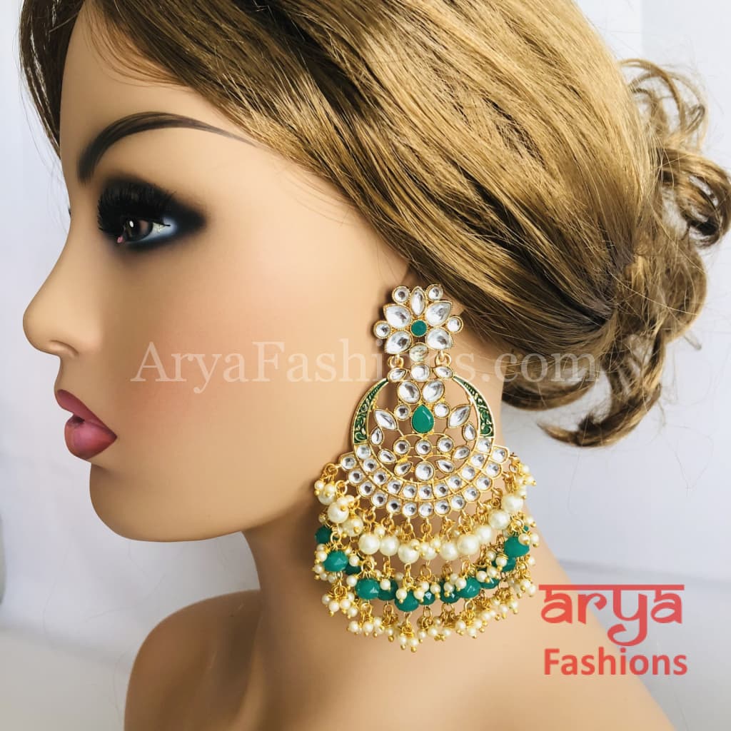 Mahi Kundan Meenakari Long Chandbalis