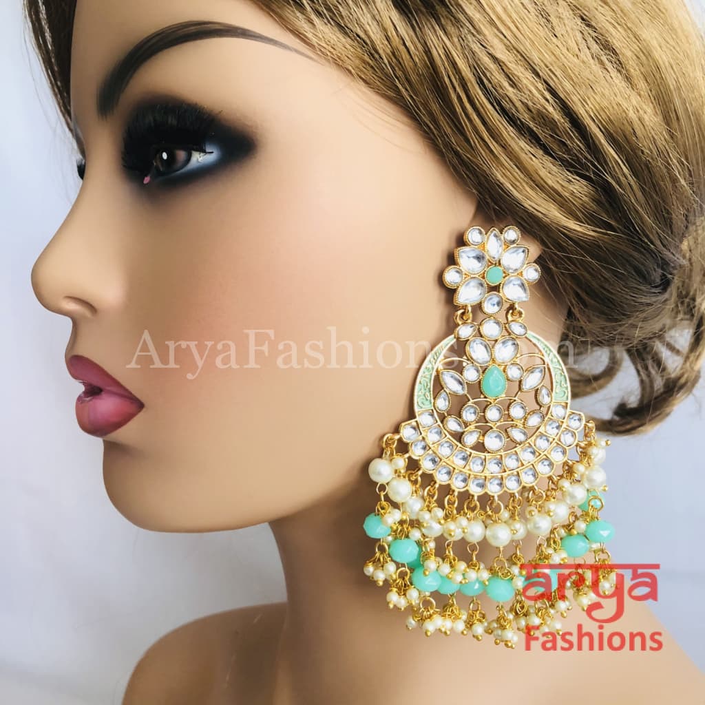 Mahi Kundan Meenakari Long Chandbalis