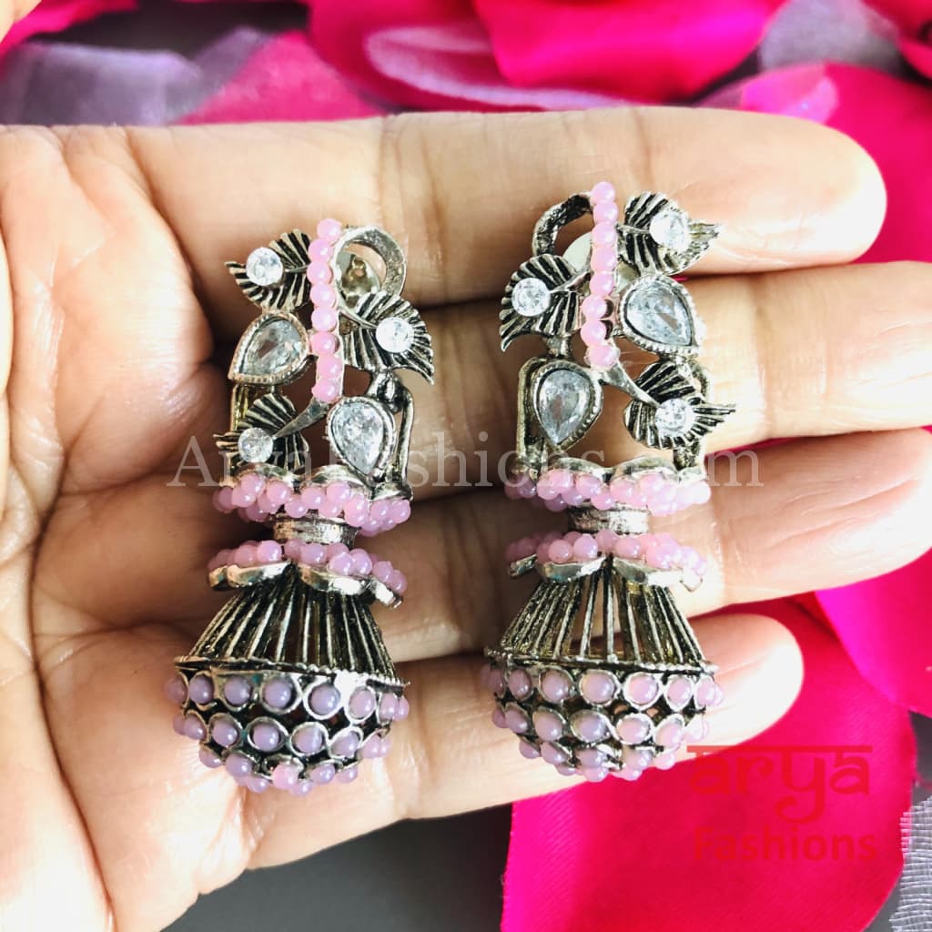 Mahi Oxidized Silver Tribal Earrings/Ethnic German Earrings