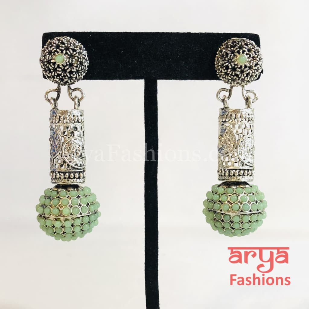 Mahi Silver Earrings with colorful beads
