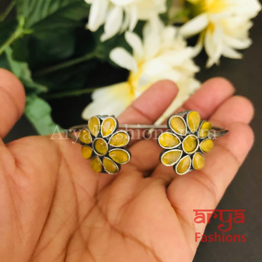 Marsha Multicolor Stones Silver Cuff Bracelet