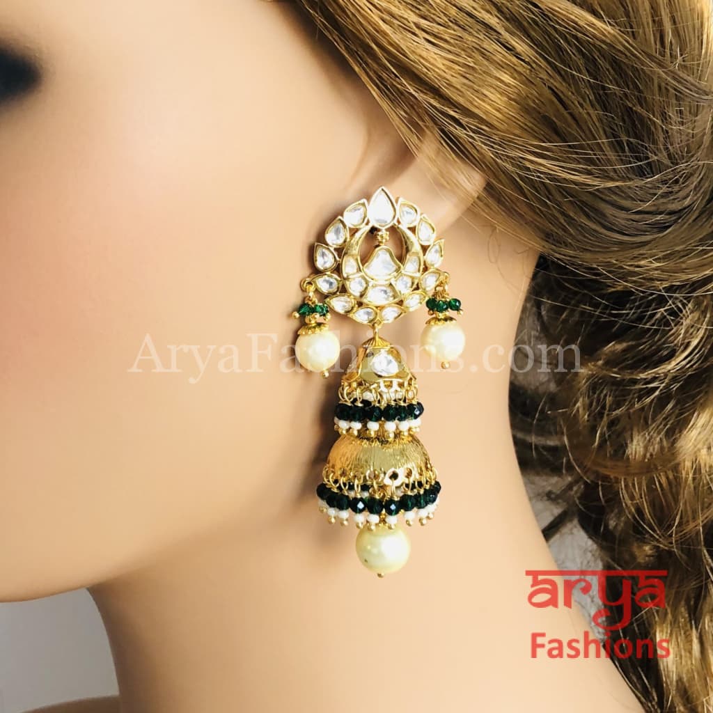 Meenakari Golden Jhumka Earrings with Colorful beads