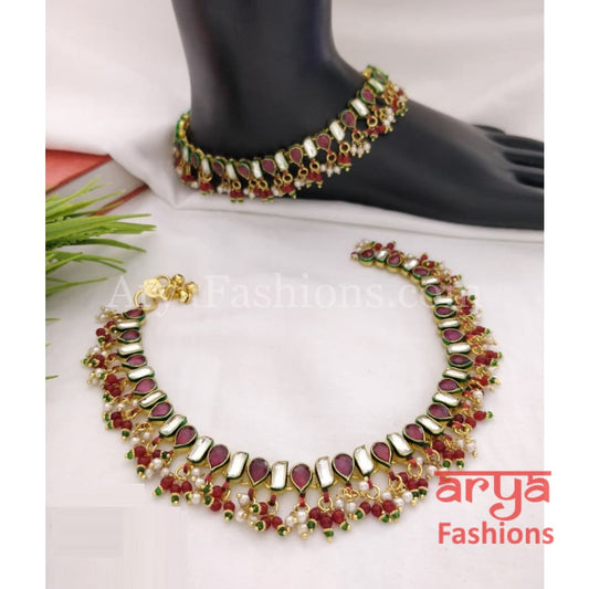 Meenakari Indian Payal/Pacchi Kundan Payal/Rajwadi Anklet/Bridal Anklets