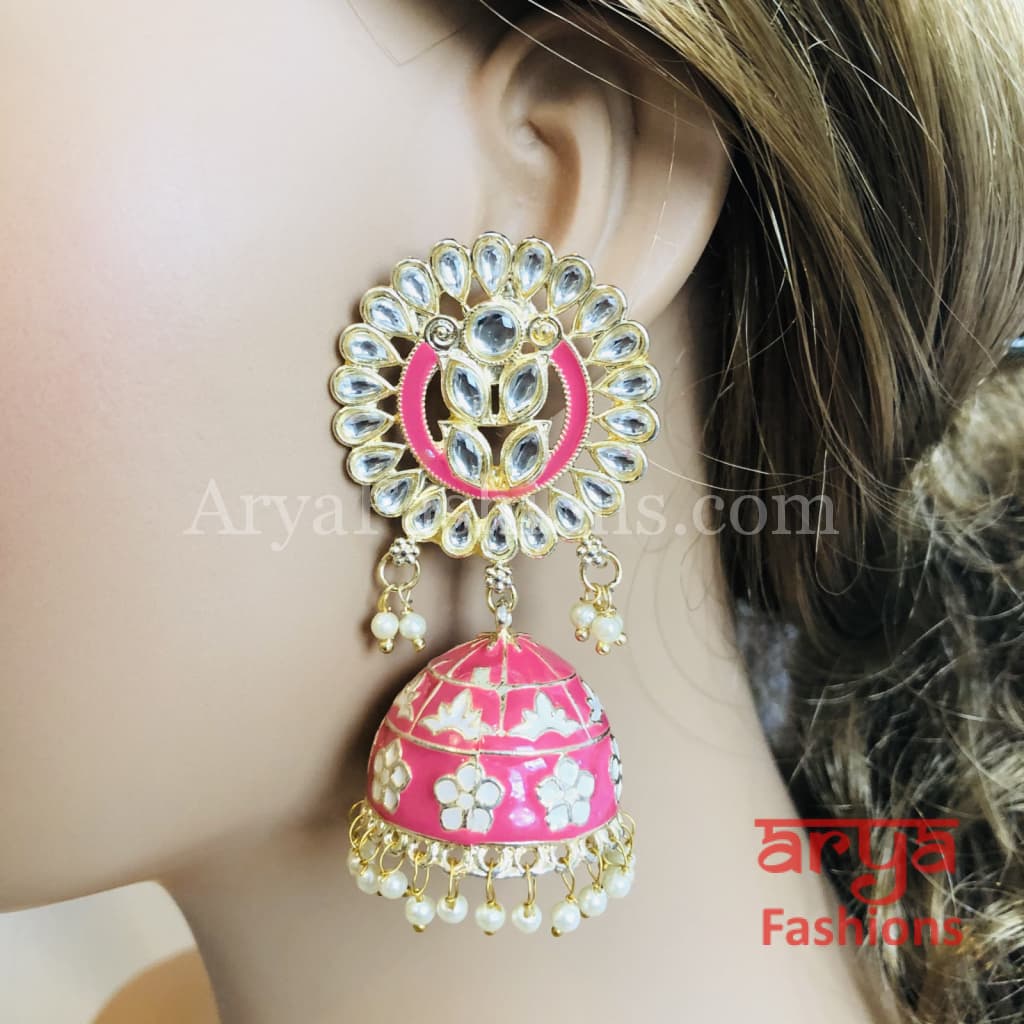 Meenakari Traditional Golden Jhumka Earrings