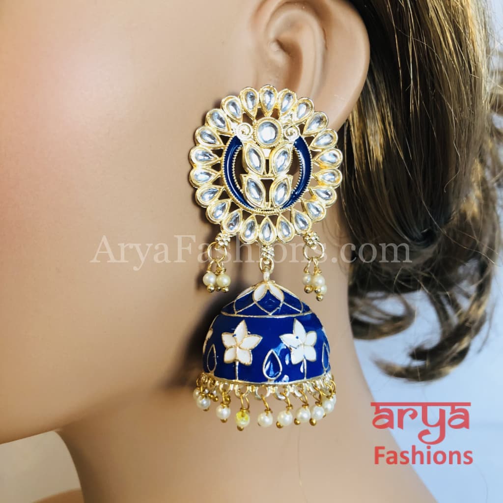 Meenakari Traditional Golden Jhumka Earrings