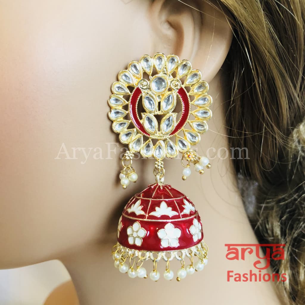 Meenakari Traditional Golden Jhumka Earrings